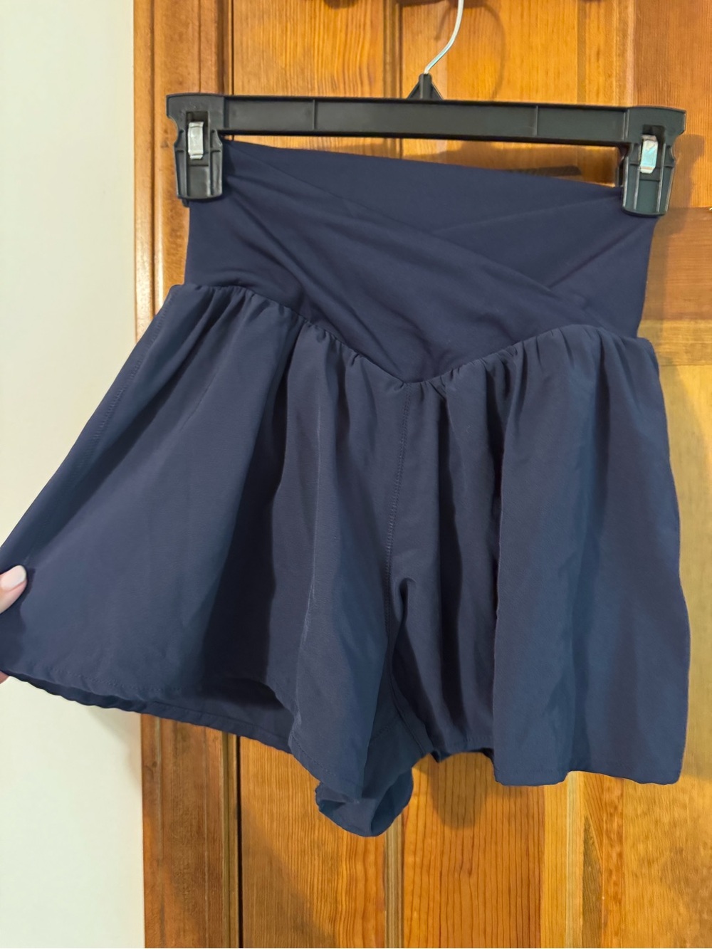 High-Waist Navy Athletic Skort-Style Shorts